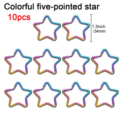 10gab Karabīne Sirds Zvaigzne Varavīksnes Sadalīts Gredzens Metāla atslēgu piekariņš Dāvanu Caurums Atslēgu piekari Atslēgu piekariņi Atslēgu turētājs Plakanas līnijas atslēgu piekariņi Aksesuāri