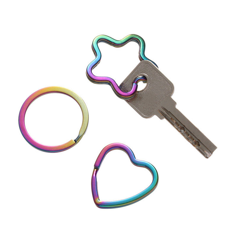 10gab Karabīne Sirds Zvaigzne Varavīksnes Sadalīts Gredzens Metāla atslēgu piekariņš Dāvanu Caurums Atslēgu piekari Atslēgu piekariņi Atslēgu turētājs Plakanas līnijas atslēgu piekariņi Aksesuāri