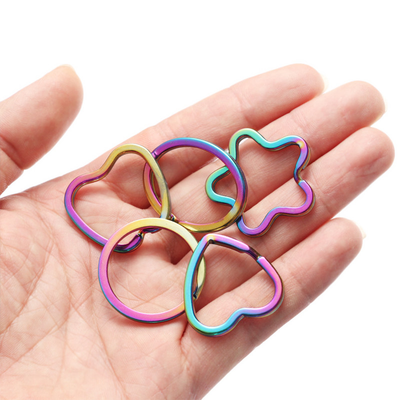 10gab Karabīne Sirds Zvaigzne Varavīksnes Sadalīts Gredzens Metāla atslēgu piekariņš Dāvanu Caurums Atslēgu piekari Atslēgu piekariņi Atslēgu turētājs Plakanas līnijas atslēgu piekariņi Aksesuāri