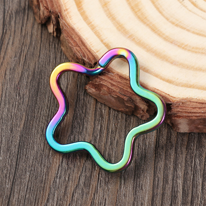 10gab Karabīne Sirds Zvaigzne Varavīksnes Sadalīts Gredzens Metāla atslēgu piekariņš Dāvanu Caurums Atslēgu piekari Atslēgu piekariņi Atslēgu turētājs Plakanas līnijas atslēgu piekariņi Aksesuāri