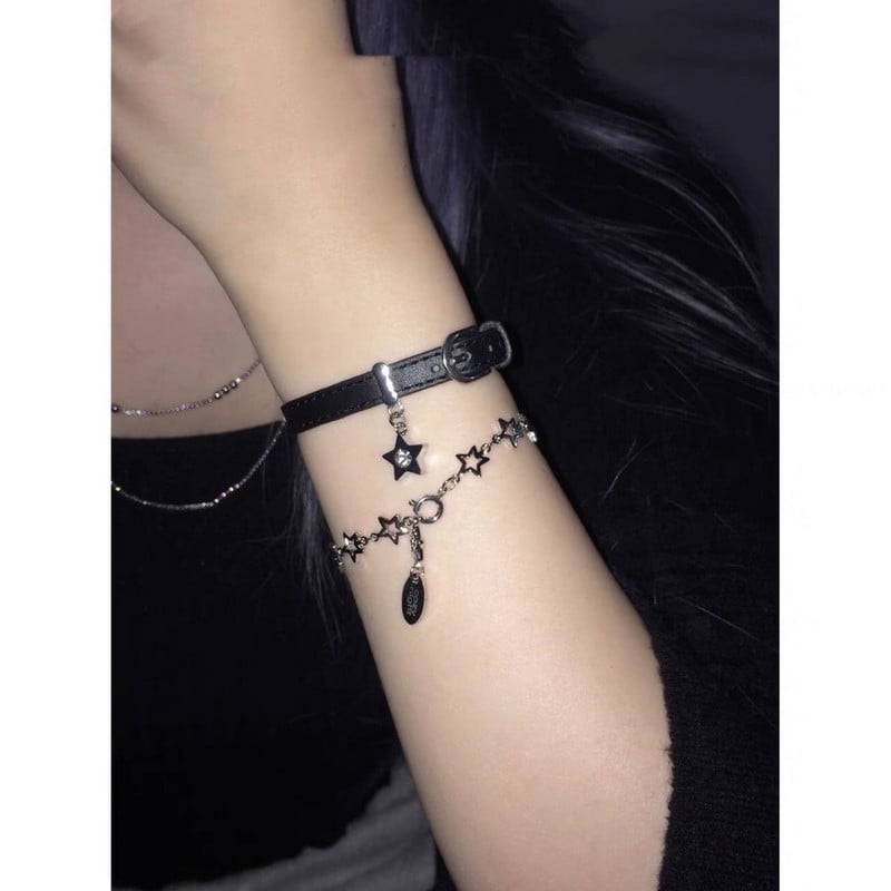 Star Pentagram pulksteņa joslas regulējama rokassprādze sievietēm Punk Cool Fashion Estētiskā šarma rokassprādze Harajuku modes rotaslietas dāvana