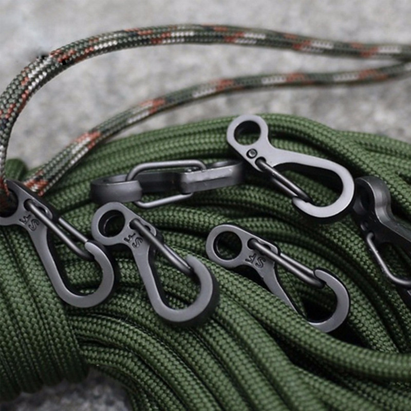 10db/tétel Mini karabiner Paracord taktikai felszerelés horgok kulcstartó kemping EDC túlélő mászó SF rugós hátizsák kapcsos kulcstartó