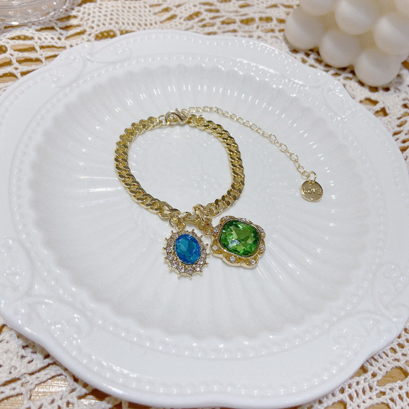 Korėjos žavesio spalvinga krištolinė apyrankė moterims Metalo vintažinė Y2K apyrankės 90-ųjų metų amžiaus merginų Stilius Estetika Draugai Dovanos