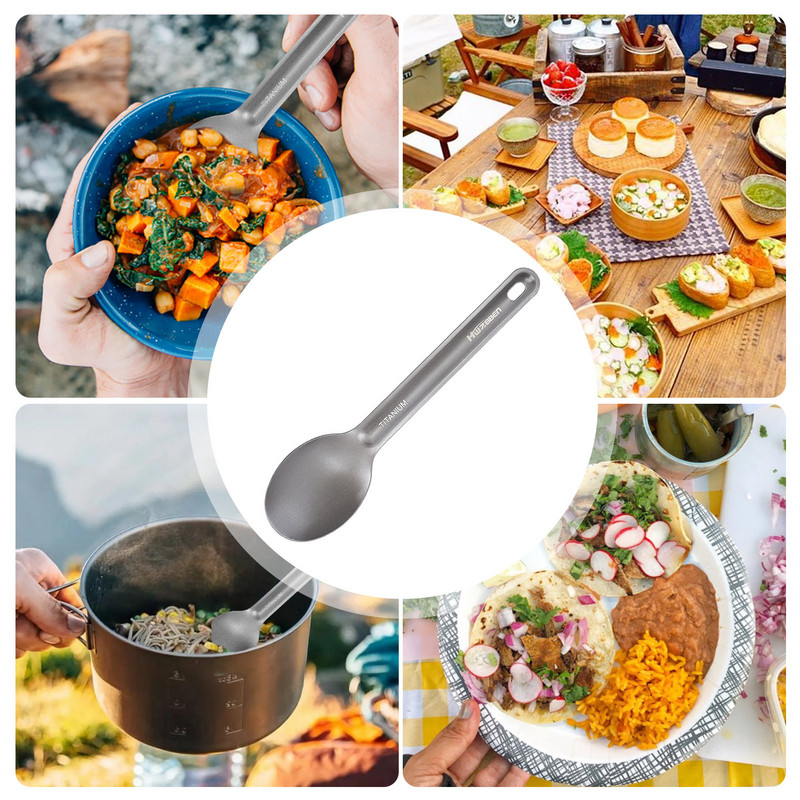 Āra sudraba galda piederumu titāna galda piederumu komplekts Titāna galda piederumu naži Dakšu karotes komplekts Viegls kempinga galda piederumu komplekts