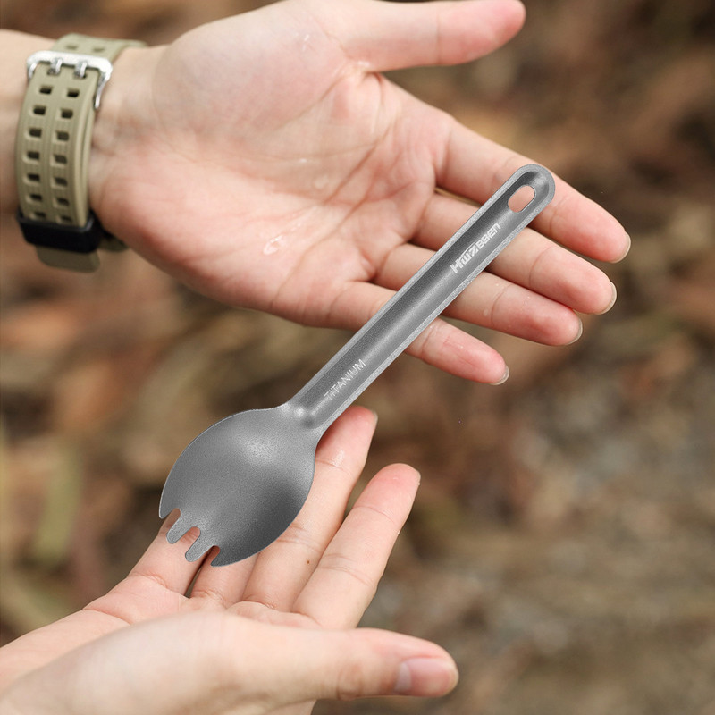 Āra sudraba galda piederumu titāna galda piederumu komplekts Titāna galda piederumu naži Dakšu karotes komplekts Viegls kempinga galda piederumu komplekts