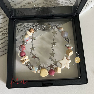 Star Heart Pentagram Planet karoliukais papuošta apyrankė moterims Kūrybiška estetika Šauni miela žavesio apyrankė Harajuku Trend papuošalų dovana