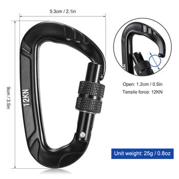 Lixada 4PCS 12KN тежкотоварен карабинер Карабинер за катерене Стоманена пружинна скоба Хамак Оборудване за катерене Mosqueton Carabiner