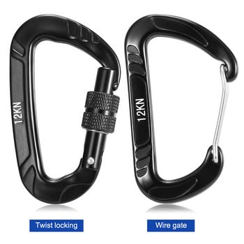 Lixada 4PCS 12KN Heavy Duty Carabiner Climbing Carabiner Steel Spring Clip Hammock Climbing Equipment Mosqueton Carabiner