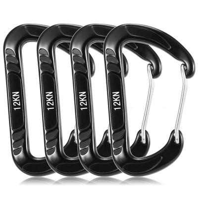 Lixada 4PCS 12KN nagy teherbírású karabiner mászó karabiner acél rugós kapocs függőágy mászó felszerelés Mosqueton karabiner