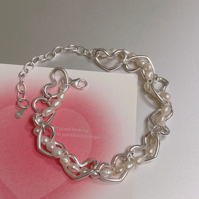 Új Hollow Love Heart Pearl gyöngyös karkötő nőknek Édes báj Harajuku Y2k Esztétikus karkötő Koreai divatékszer ajándék