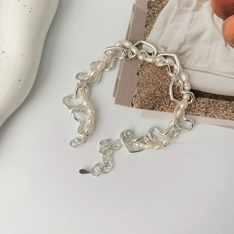 Új Hollow Love Heart Pearl gyöngyös karkötő nőknek Édes báj Harajuku Y2k Esztétikus karkötő Koreai divatékszer ajándék