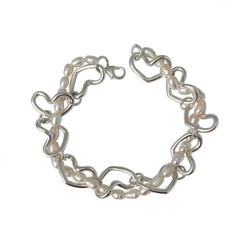 Új Hollow Love Heart Pearl gyöngyös karkötő nőknek Édes báj Harajuku Y2k Esztétikus karkötő Koreai divatékszer ajándék