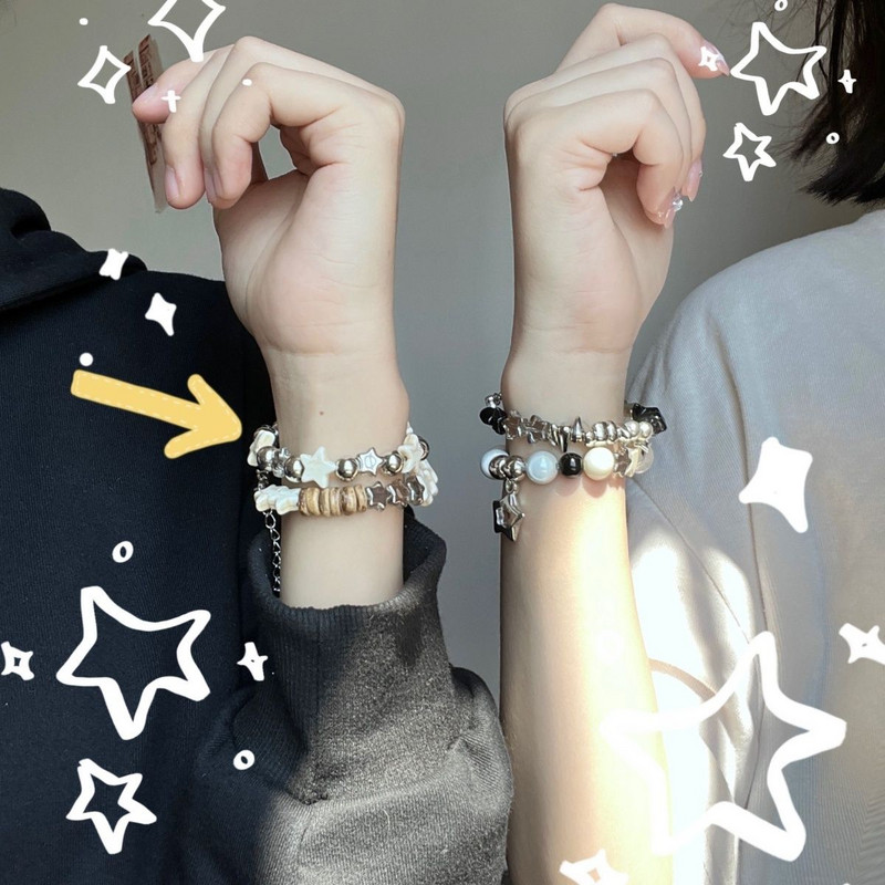 Harajuku Y2k Stone Star Pentagram gyöngyös karkötő nőknek Kreatív Cool Charm Divat kiegészítők Vintage Trend Ékszer Ajándék