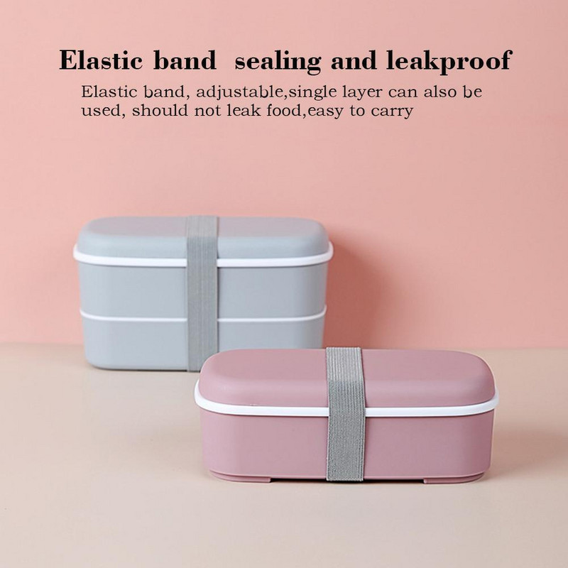 Kutija za ručak u japanskom stilu Bento kutija Plastična kutija za hladnjak za hranu Dvoslojna dječja prijenosna kutija za ručak na veliko
