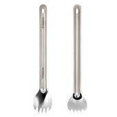 Titán hosszú nyelű Spork csiszolt tállal kültéri hordozható vacsora Spork evőeszközök kemping hátizsákos piknik