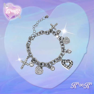 Y2k kiegészítők strasszos szerelem szív kereszt báj karkötők nőknek Egirl 2000-es évek Vintage fémszelet luxus tervező ékszerek