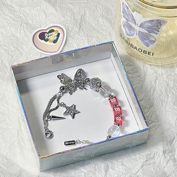 Y2k Butterfly Star Pentagram Rhinestone Beaded Bracelet for Women Sweet Cool Fashion Charm Bracelet Aesthetic Trend Jewelry Gift