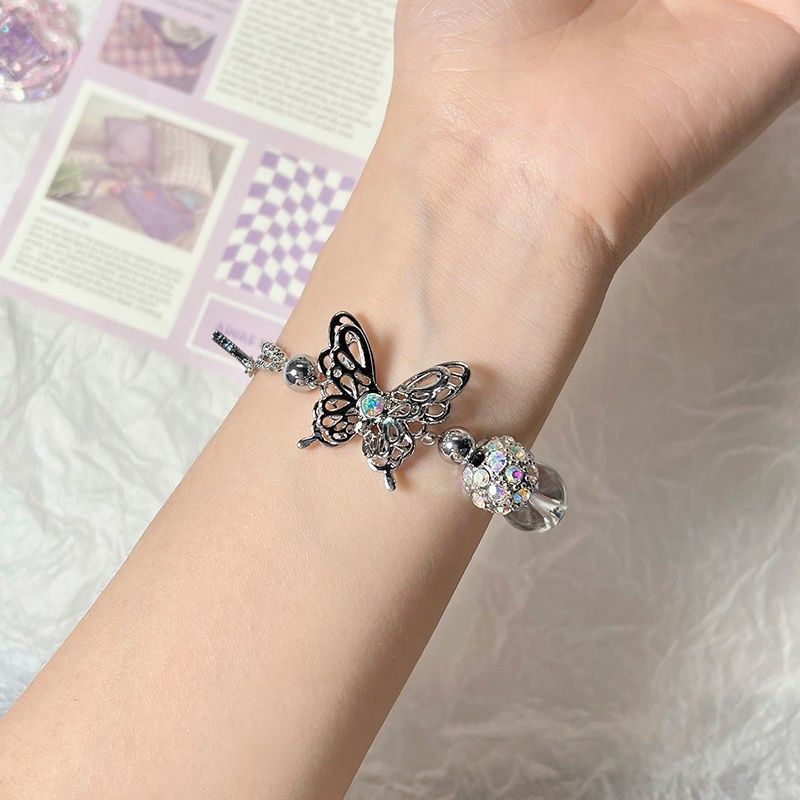 Y2k Butterfly Star Pentagramma Rhinestone pērlīšu rokassprādze sievietēm Sweet Cool Fashion Charm Rokassprādze Estētiskas tendences rotaslietas dāvana