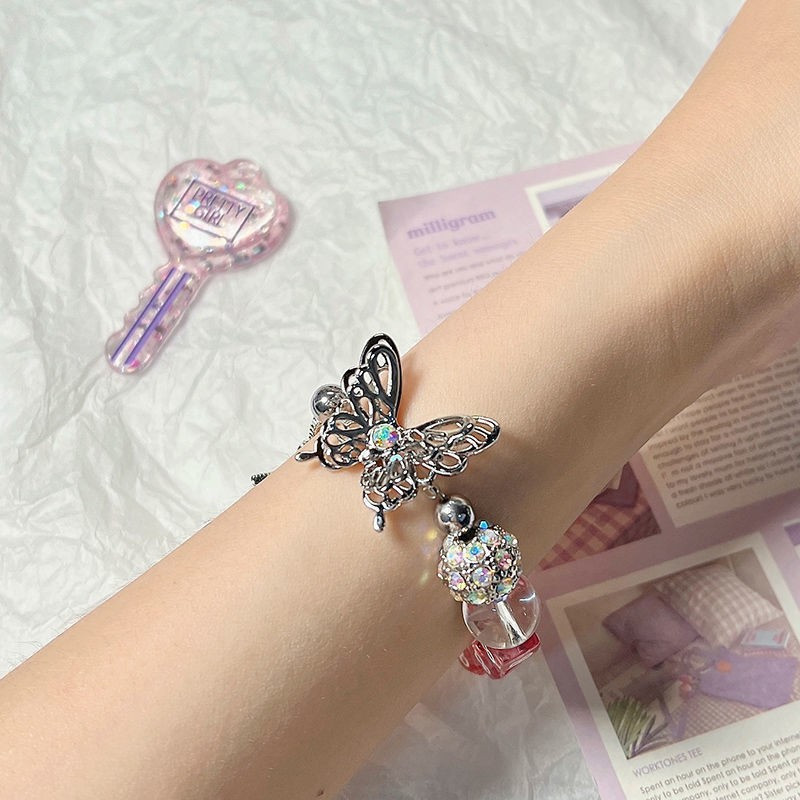 Y2k Butterfly Star Pentagramma Rhinestone pērlīšu rokassprādze sievietēm Sweet Cool Fashion Charm Rokassprādze Estētiskas tendences rotaslietas dāvana