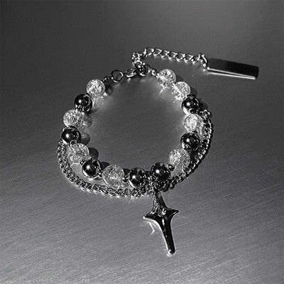 Βραχιόλι Cross Star Rhinestone Frozen Crack με μεταλλικές χάντρες για γυναίκες Μόδα Cool αισθητικής γοητείας βραχιόλι 2022 Trend κοσμήματα δώρο