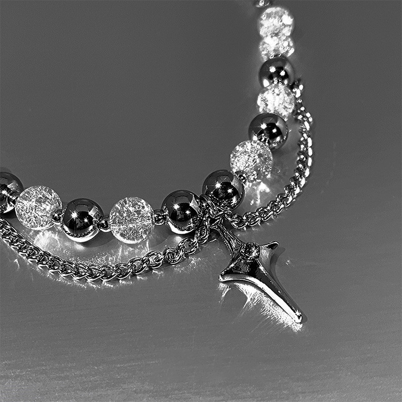 Βραχιόλι Cross Star Rhinestone Frozen Crack με μεταλλικές χάντρες για γυναίκες Μόδα Cool αισθητικής γοητείας βραχιόλι 2022 Trend κοσμήματα δώρο