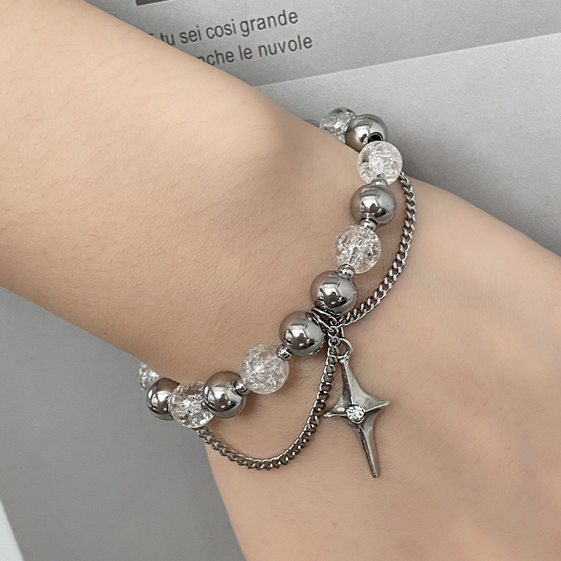 Βραχιόλι Cross Star Rhinestone Frozen Crack με μεταλλικές χάντρες για γυναίκες Μόδα Cool αισθητικής γοητείας βραχιόλι 2022 Trend κοσμήματα δώρο