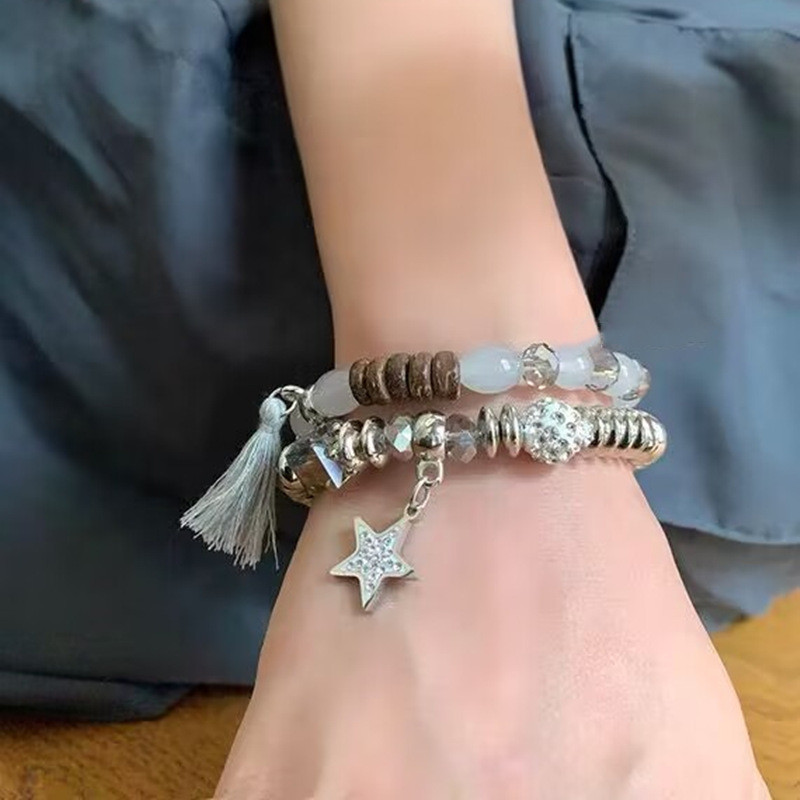 Strassz Csillag Pentagram Bojtgyöngyök Karkötő nőknek 2022 Trend Cool Charm Párok Karkötő Divatos Vintage Y2k Ékszerek Új