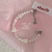 Opāla fāzēm pentagrammas zvaigzne mīlestības sirds rokassprādze sievietēm salds šarms Harajuku modes rotaslietas estētika Y2k aksesuāri dāvana