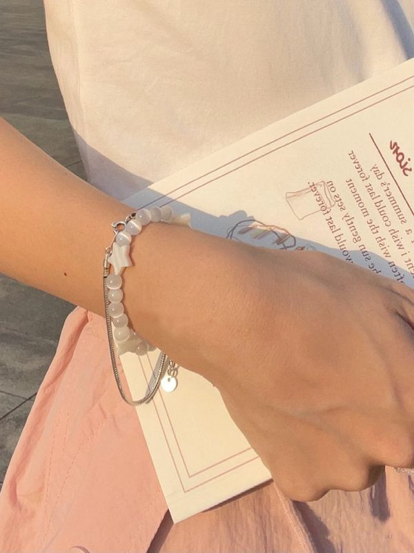 Opāla fāzēm pentagrammas zvaigzne mīlestības sirds rokassprādze sievietēm salds šarms Harajuku modes rotaslietas estētika Y2k aksesuāri dāvana