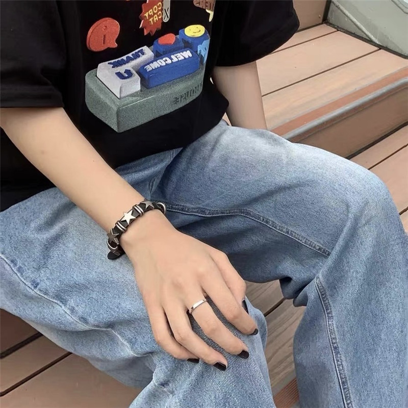 Vintage Star ādas pulksteņa aproce sievietēm Sweet Cool Trend Charm Mode regulējama rokassprādze Harajuku Y2K rotaslietas dāvana