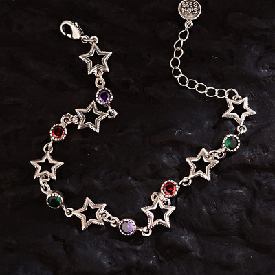 Színes strasszos Hollow Star Pentagram karkötő nőknek Hip Hop Rock Cool Esztétikai Báj karkötő Y2k Trend Ékszer Ajándék