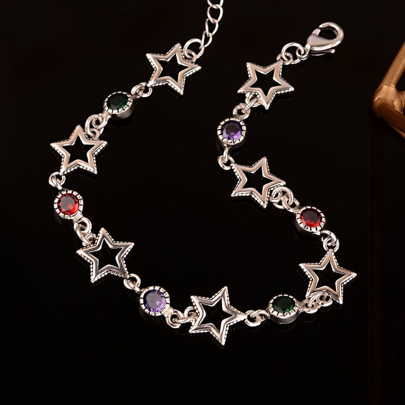 Színes strasszos Hollow Star Pentagram karkötő nőknek Hip Hop Rock Cool Esztétikai Báj karkötő Y2k Trend Ékszer Ajándék