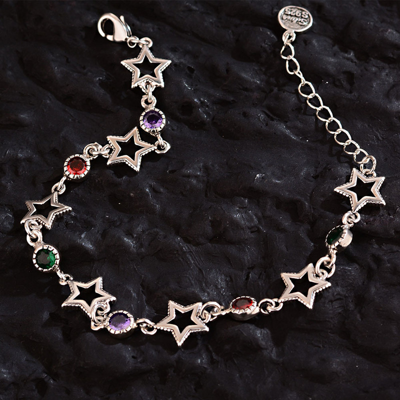 Színes strasszos Hollow Star Pentagram karkötő nőknek Hip Hop Rock Cool Esztétikai Báj karkötő Y2k Trend Ékszer Ajándék