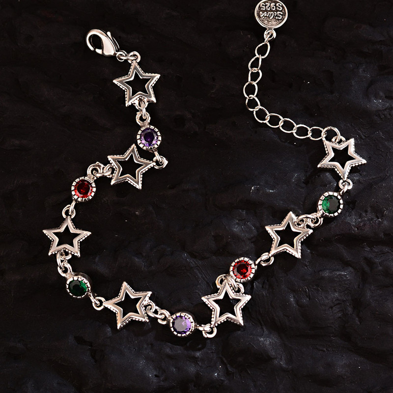 Színes strasszos Hollow Star Pentagram karkötő nőknek Hip Hop Rock Cool Esztétikai Báj karkötő Y2k Trend Ékszer Ajándék