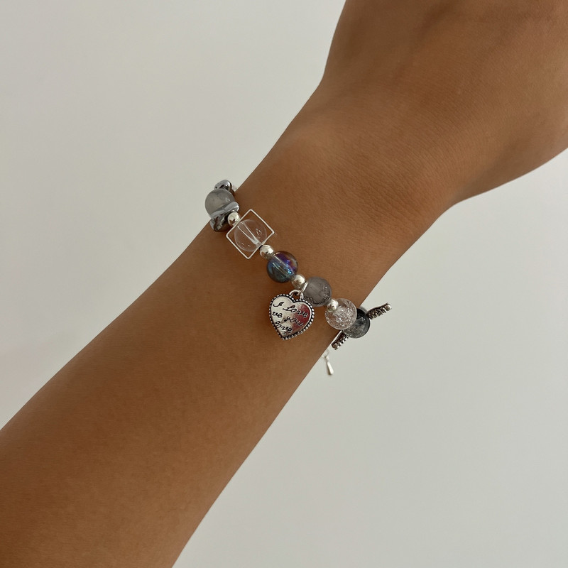 Esztétika Angyal szárnyak szív kereszt gyöngyös karkötő nőknek Retro Trend Sweet Cool Charm karkötő Vintage divat ékszer ajándék