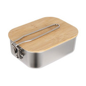 900 ml-es kültéri kemping ebédlődoboz rozsdamentes acél túra bádog piknik ételebéd edény bambusz borítással CLS vágódeszkával