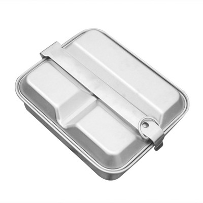 900 ml-es kültéri kemping ebédlődoboz rozsdamentes acél túra bádog piknik ételebéd edény bambusz borítással CLS vágódeszkával