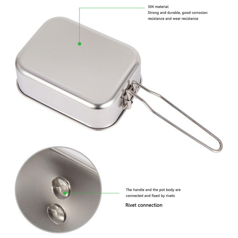 900 ml-es kültéri kemping ebédlődoboz rozsdamentes acél túra bádog piknik ételebéd edény bambusz borítással CLS vágódeszkával