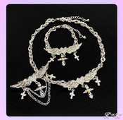 Rhinestone Love Heart Angel Wings Cross Choker kaklarota sievietēm Sweet Cool Trend Charm Rokassprādzes Izsmalcinātas modes Y2k rotaslietas