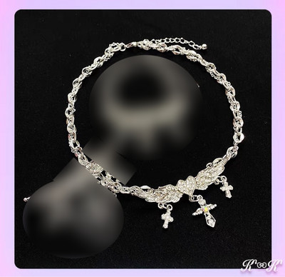 Rhinestone Love Heart Angel Wings Cross Choker kaklarota sievietēm Sweet Cool Trend Charm Rokassprādzes Izsmalcinātas modes Y2k rotaslietas