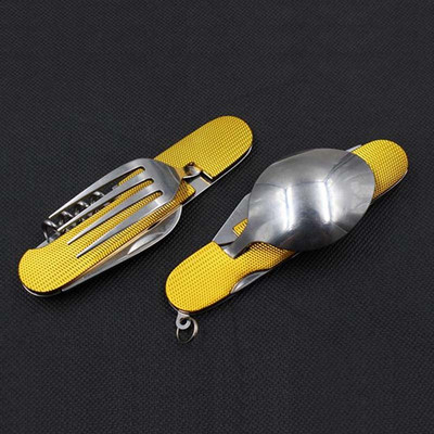 Πολυλειτουργική αναδιπλούμενη τσέπη από ανοξείδωτο ατσάλι για υπαίθριο κάμπινγκ Μαχαιροπίρουνα για πικ-νικ Μαχαιροπήρουνα Κουτάλια Επιτραπέζια εξαρτήματα