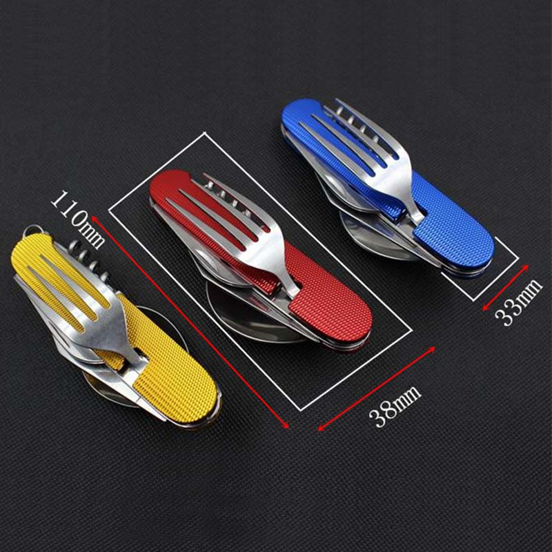 Πολυλειτουργική αναδιπλούμενη τσέπη από ανοξείδωτο ατσάλι για υπαίθριο κάμπινγκ Μαχαιροπίρουνα για πικ-νικ Μαχαιροπήρουνα Κουτάλια Επιτραπέζια εξαρτήματα