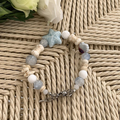 Jauna, moderna jūraszvaigznes gliemežvāku akmens krelles rokassprādze sievietēm Radoša, salds šarms, estētiski aksesuāri Vintage modes rotaslietas dāvana