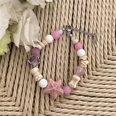 Jauna, moderna jūraszvaigznes gliemežvāku akmens krelles rokassprādze sievietēm Radoša, salds šarms, estētiski aksesuāri Vintage modes rotaslietas dāvana