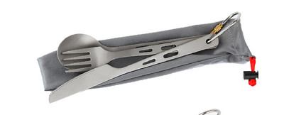 3 részes evőeszköz készlet titán kültéri kemping túrázás piknik kanál kés evővilla kemping étkészlethez