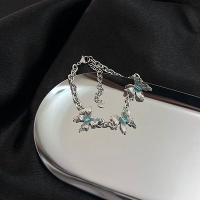 Blue Crystal Butterfly Choker kaklarota sievietēm Romantiska, salda, forša, estētiska, šarma, rokassprādzes auskari sievietēm 2023. gada tendence