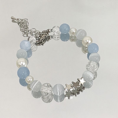 Jauna moderna atstarojoša zila krelles zvaigzne Pentagram rokassprādze sievietēm Saldi romantiski estētiski aksesuāri korejiešu modes rotaslietas