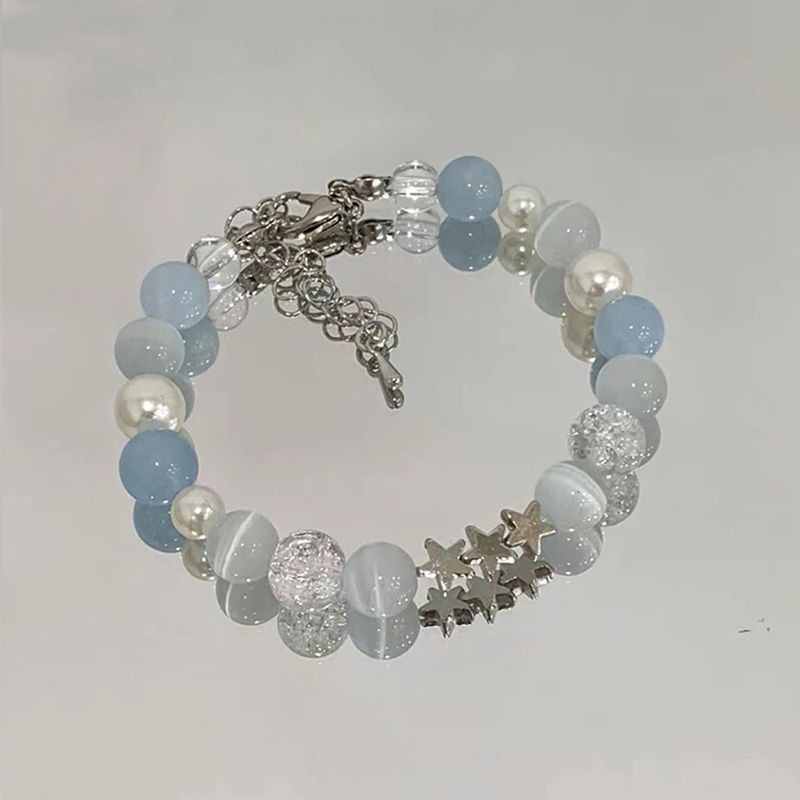 Jauna moderna atstarojoša zila krelles zvaigzne Pentagram rokassprādze sievietēm Saldi romantiski estētiski aksesuāri korejiešu modes rotaslietas