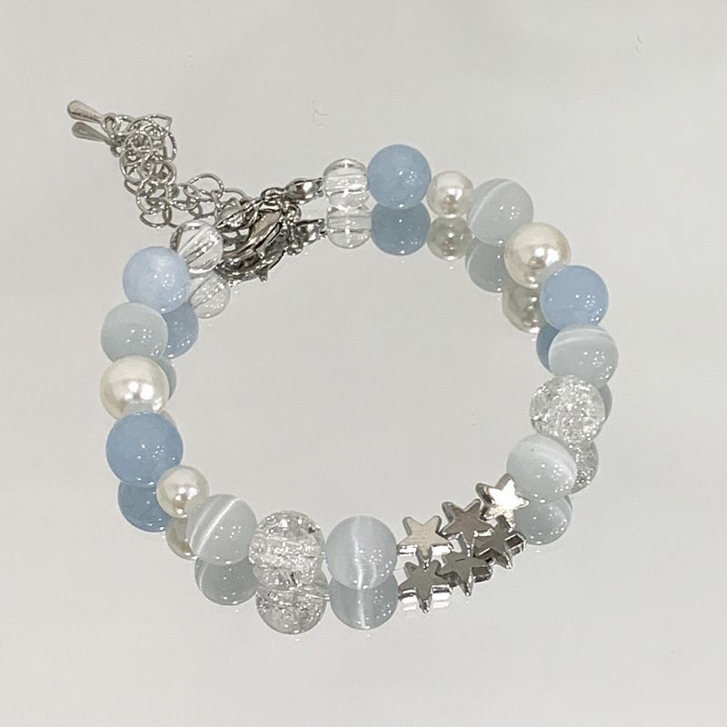 Jauna moderna atstarojoša zila krelles zvaigzne Pentagram rokassprādze sievietēm Saldi romantiski estētiski aksesuāri korejiešu modes rotaslietas