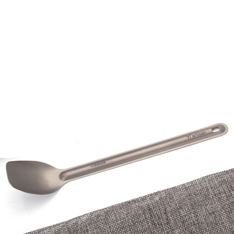Tiartisan Long Handle Spoon Picnic Κουτάλι Titanium 225mm Camping Spoon Outdoor Titanium Tagnery Western Dessert Ta8120